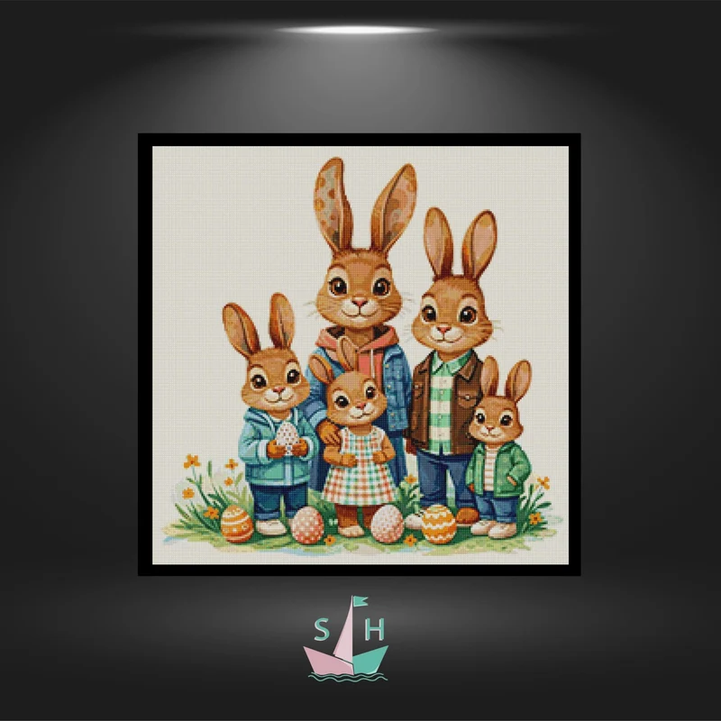 Familie Osterhase - Quadratisch