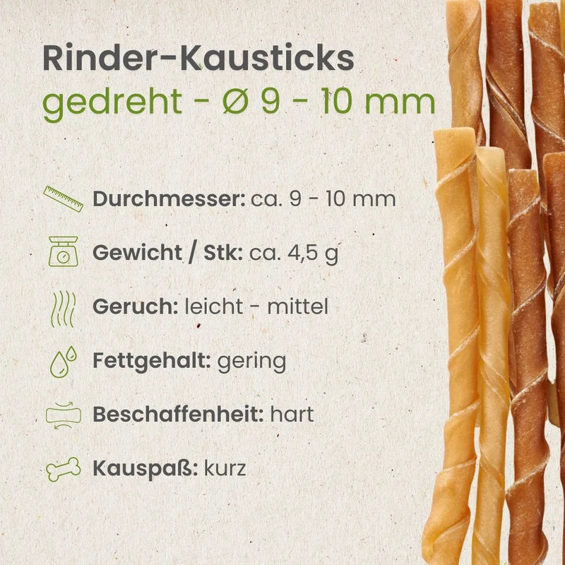Rinder-Kausticks, gedreht - Ø 9 - 10 mm