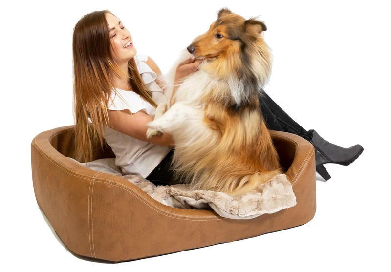 Orthopädisches Hundebett Stella – oval, Kunstleder Antik-Optik, rutschfest