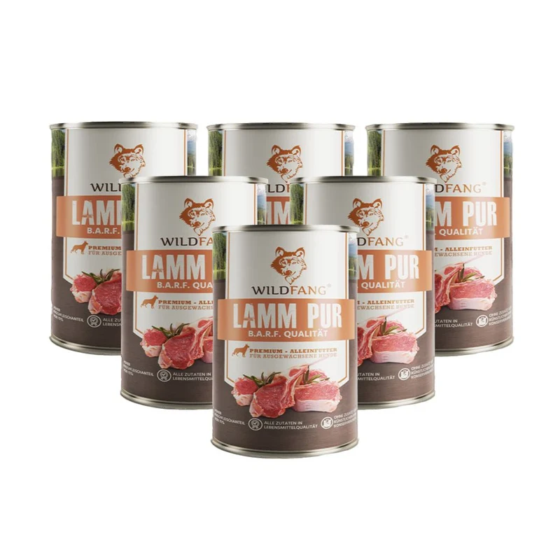 Nassfutter Lamm pur - BARF Qualität - 6er Set