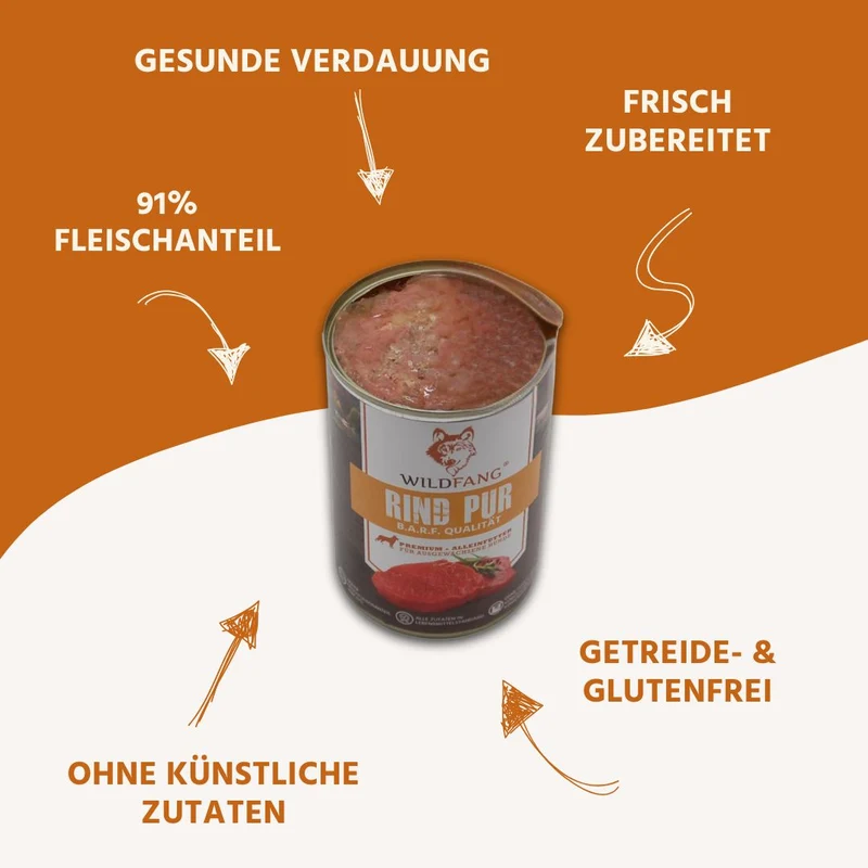 Nassfutter Rind pur - BARF Qualität - 6er Set