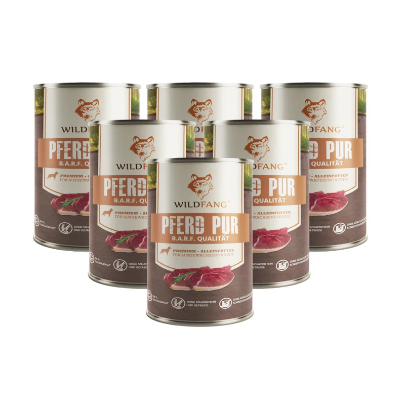 Nassfutter Pferd pur - BARF Qualität - 6er Set