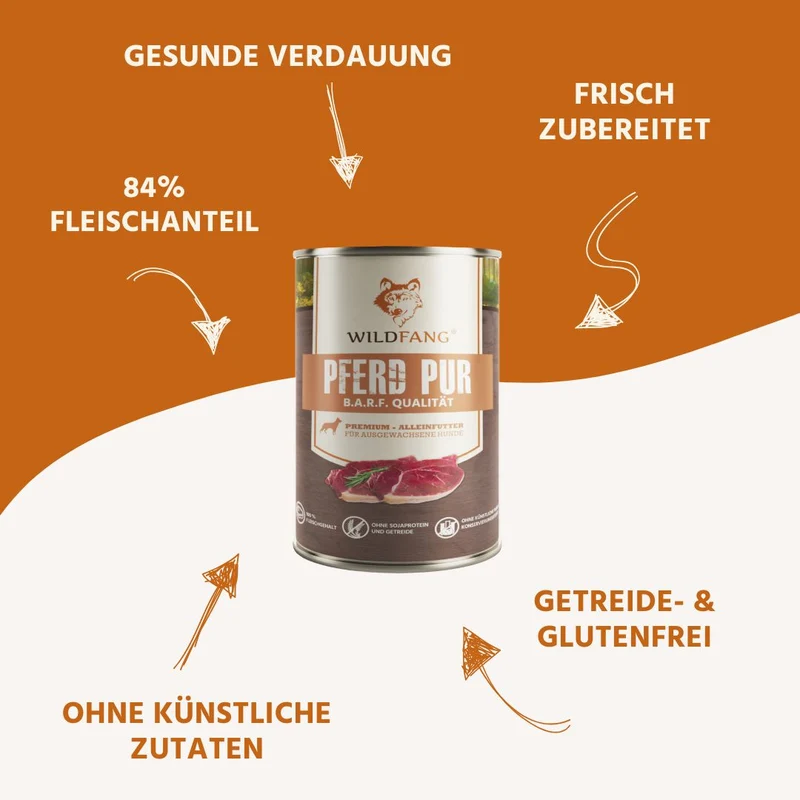 Nassfutter Pferd pur - BARF Qualität - 6er Set