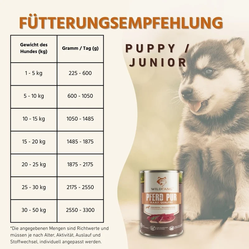 Nassfutter Pferd pur - BARF Qualität - 6er Set