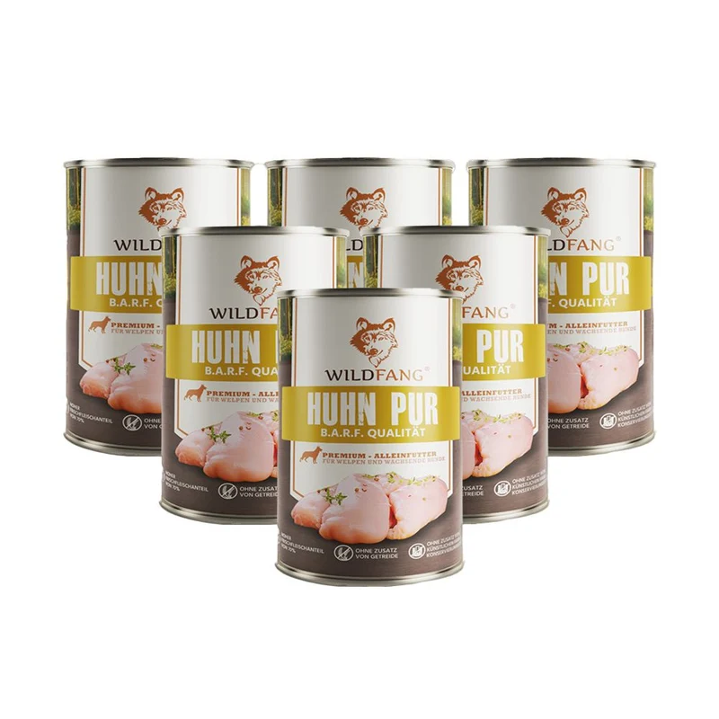 Nassfutter Huhn pur - BARF Qualität - 6er Set