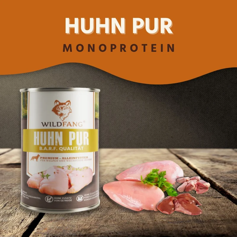 Nassfutter Huhn pur - BARF Qualität - 6er Set