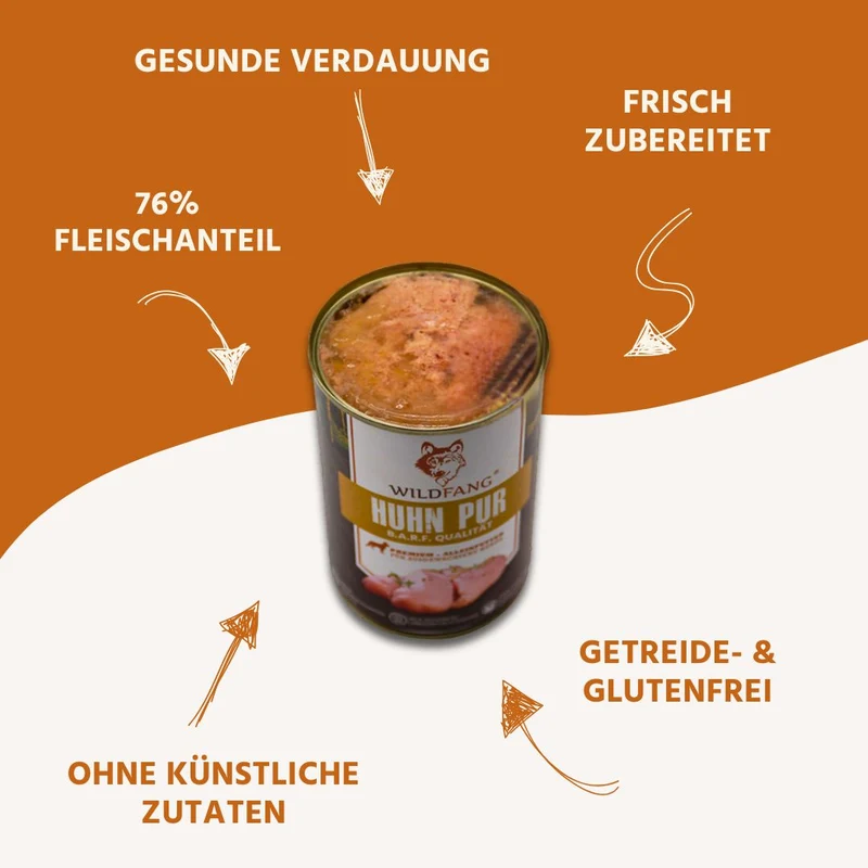 Nassfutter Huhn pur - BARF Qualität - 6er Set