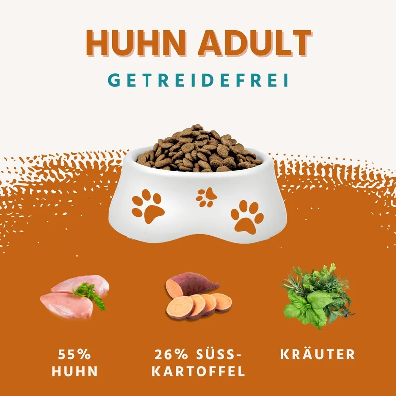 Adult Trockenfutter mit Huhn & Kräuter - getreidefrei
