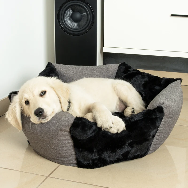 Hundekörbchen Sunny – rundes kuscheliges Hundebett für kleine Hunde aus Mikrofaser, waschbar & rutschfest