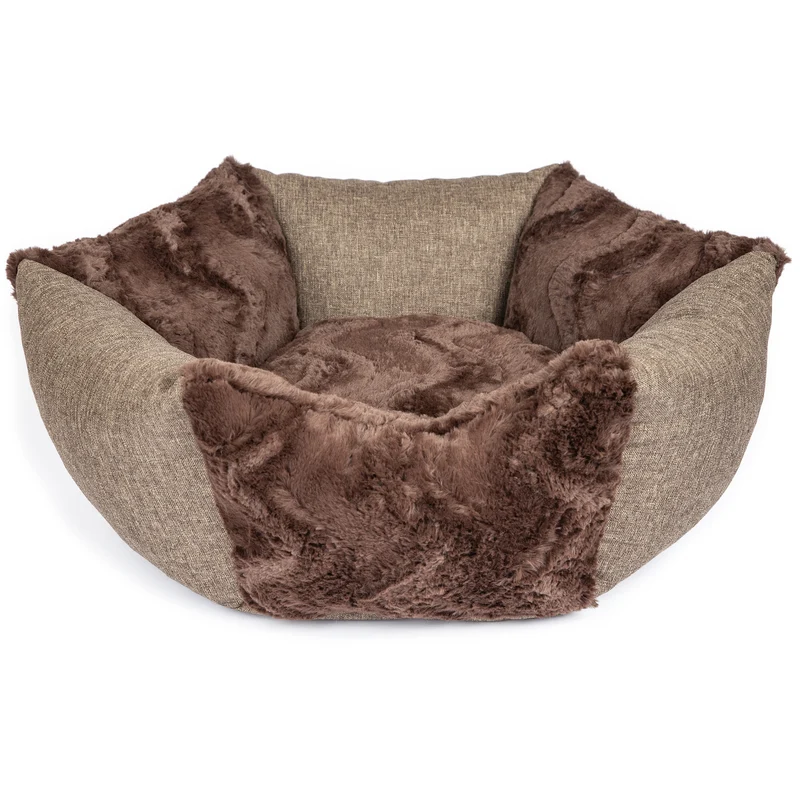 Hundekörbchen Sunny – rundes kuscheliges Hundebett für kleine Hunde aus Mikrofaser, waschbar & rutschfest