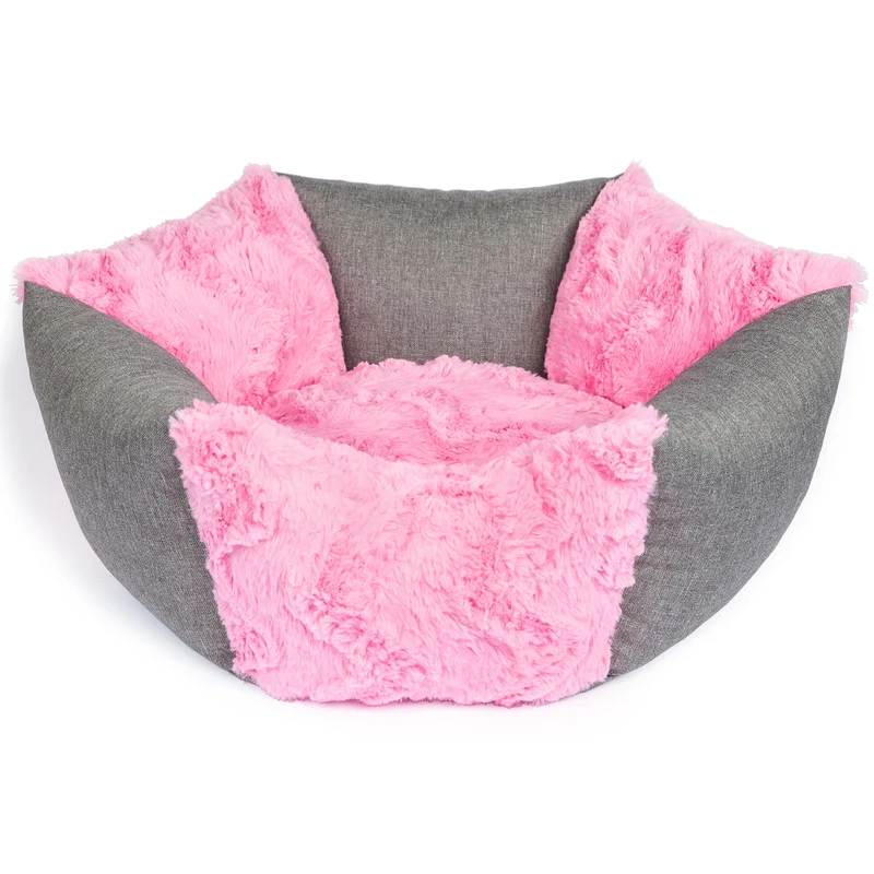 Hundekörbchen Sunny – rundes kuscheliges Hundebett für kleine Hunde aus Mikrofaser, waschbar & rutschfest