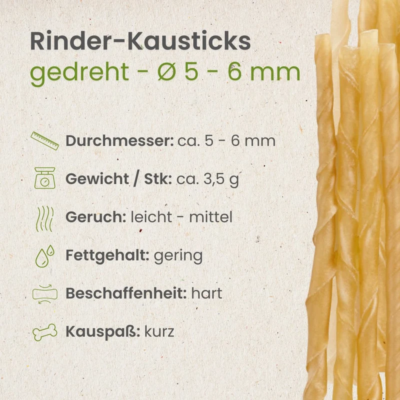 Rinder-Kausticks, gedreht - Ø 5 - 6 mm