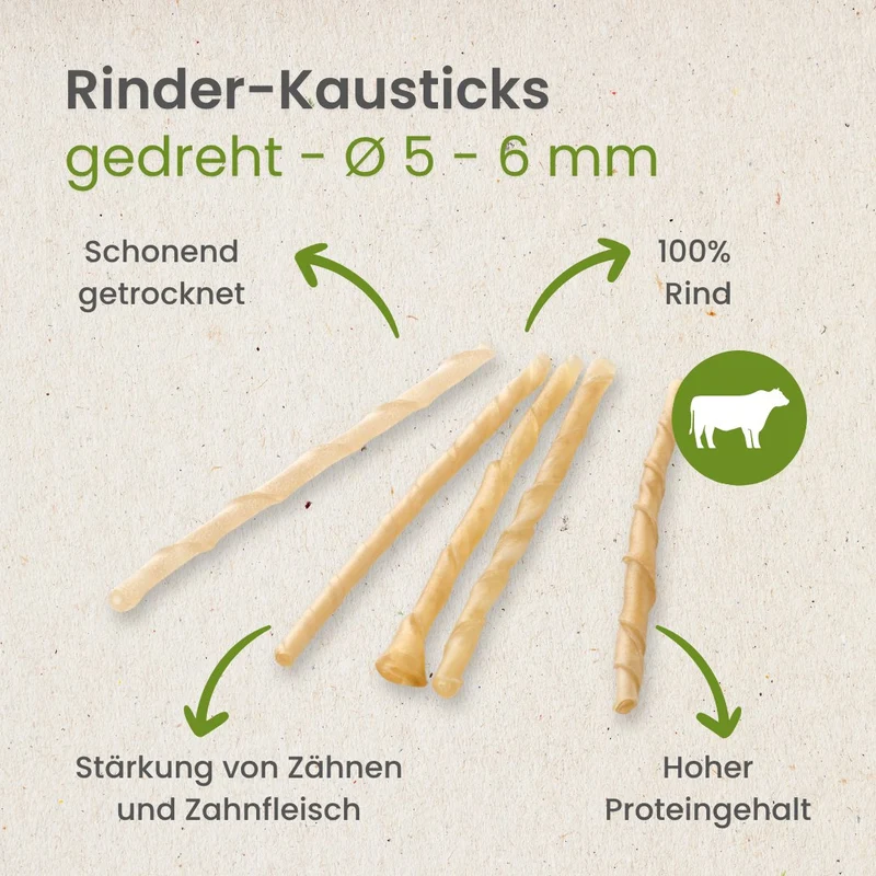 Rinder-Kausticks, gedreht - Ø 5 - 6 mm
