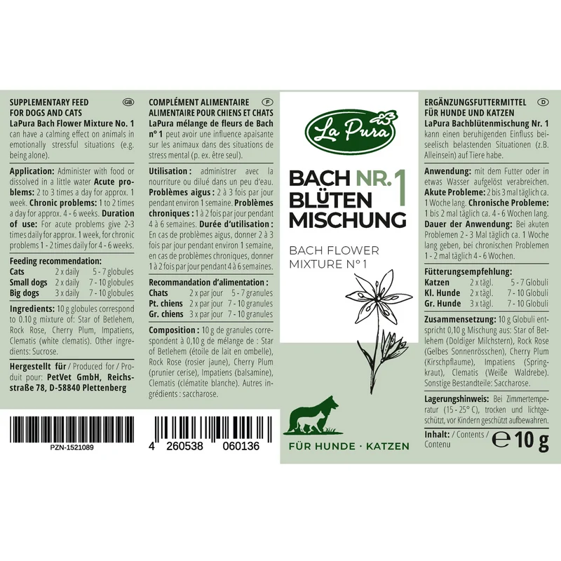 LaPura Bachblüten Nr. 1 - 10 g (ca. 1200 Globuli)