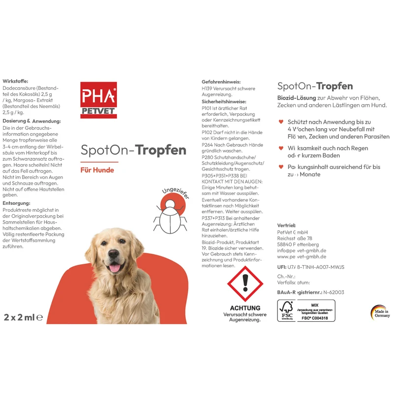 PHA Spot-onTropfen für Hunde 2 x 2 ml