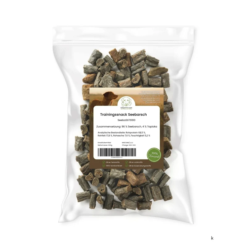 Seebarsch-Sticks-Trainingssnack
