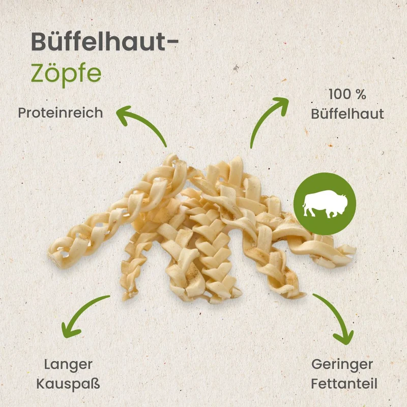 Büffelhaut-Zöpfe