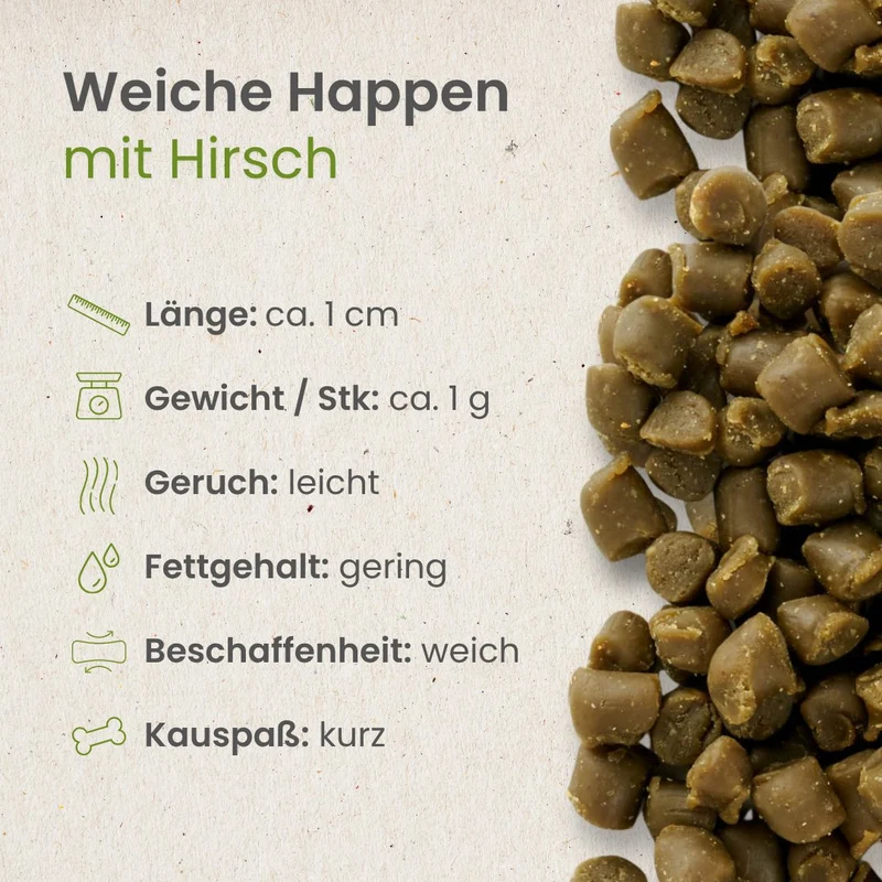 Weiche Happen mit Hirsch