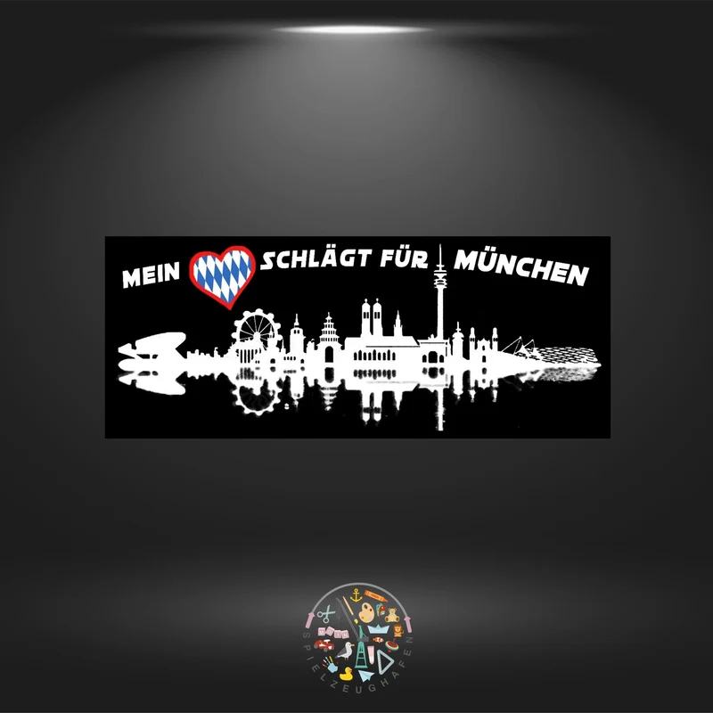 Skyline München schwarz+weiß- Strass rund