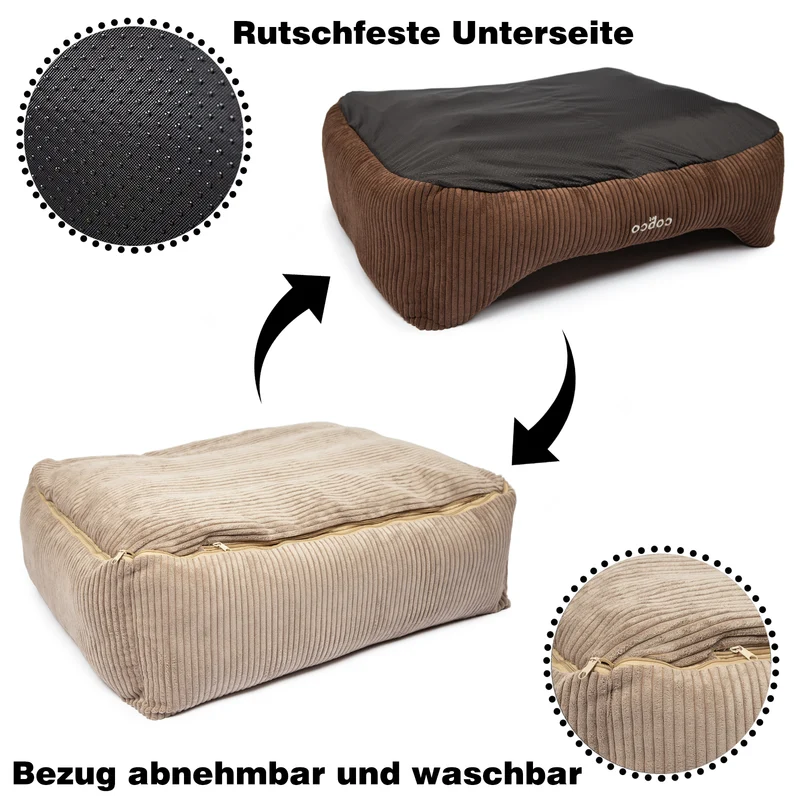 Orthopädisches Hundebett Kyra – Cord, waschbar & kuschelig für kleine & große Hunde