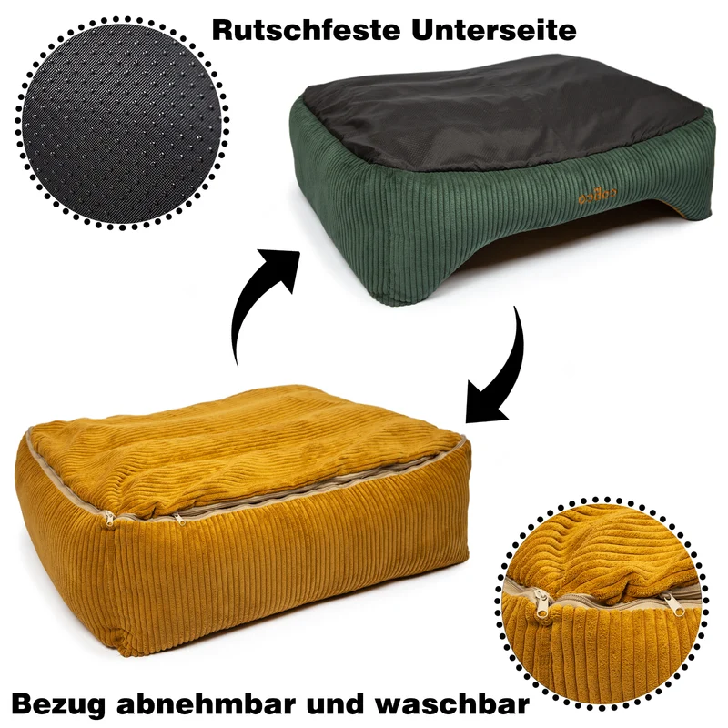 Orthopädisches Hundebett Kyra – Cord, waschbar & kuschelig für kleine & große Hunde