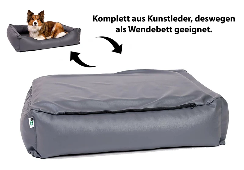 Orthopädisches Hundebett Kunstleder Paco, waschbar & ideal für große Hunde