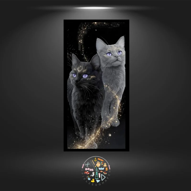Katzen 'YinYang 1' - Quadratisch mit eckig Strass