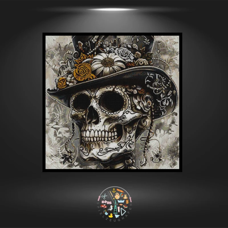 Skull 'Elegantly'Quadratisch mit eckig Strass