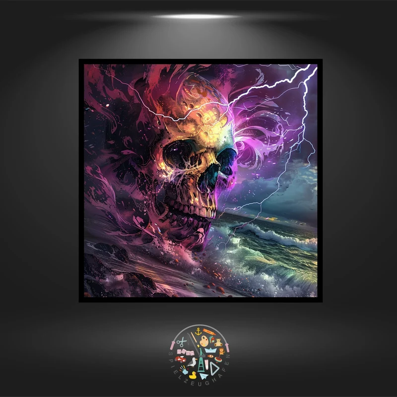 Skull 'Elements' - Quadratisch mit AB und Strass