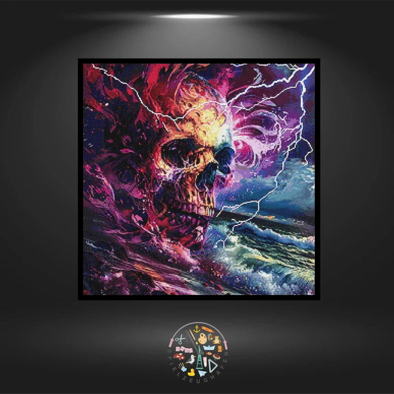 Skull 'Elements' - Quadratisch mit AB und Strass