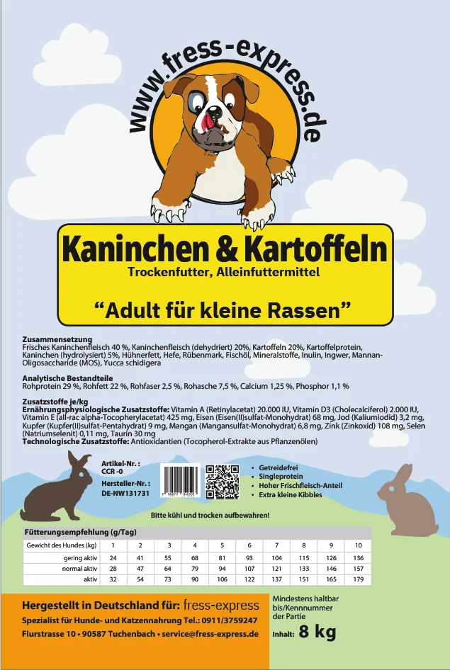 fress-express Kaninchen & Kartoffeln "Adult für kleine Rassen"