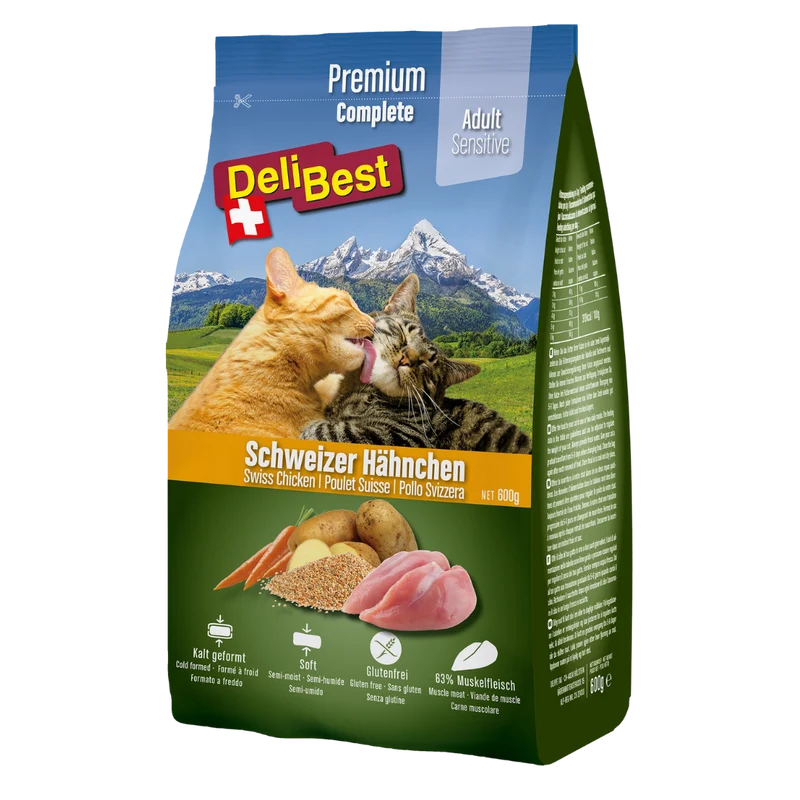 DeliBest Katze Adult Sensitive Complete Katze Schweizer Hähnchen kaltgepresst
