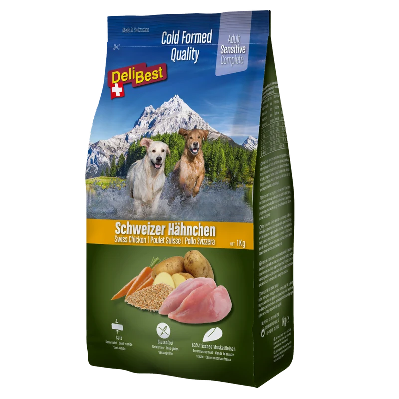 DeliBest Hund Adult Sensitive Complete Hähnchen halbfeuchtes Trockenfutter (kaltgeformt)