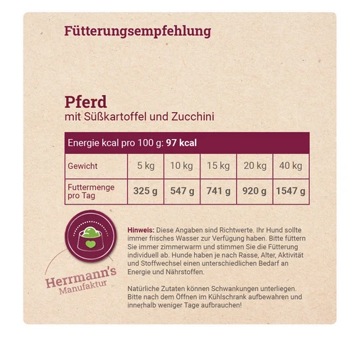 Herrmann's Selection Sensible Pferd mit Süßkartoffel & Zucchini