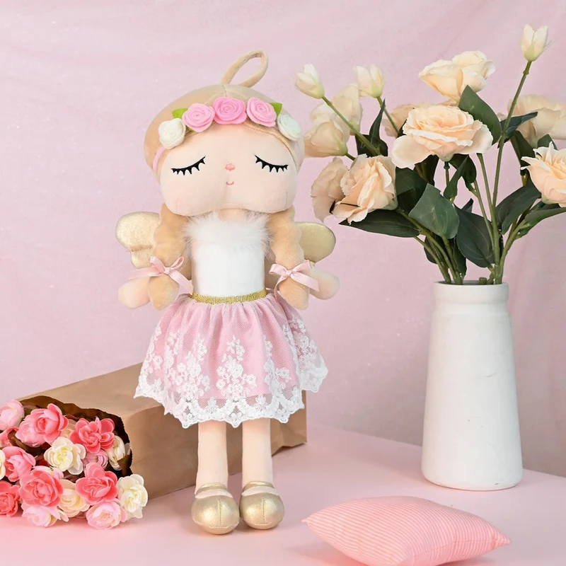 Personalisierter Metoo Blumen Engel in Rosa, 48 cm