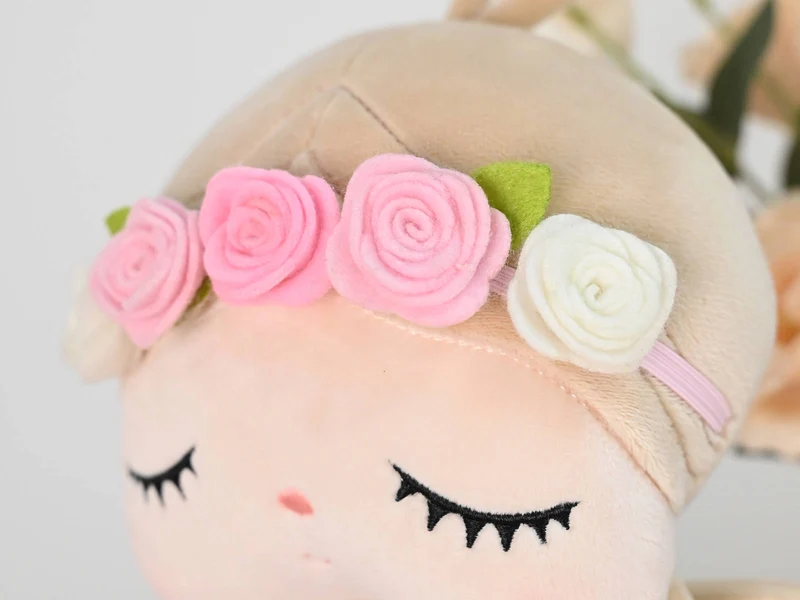 Personalisierter Metoo Blumen Engel in Rosa, 48 cm