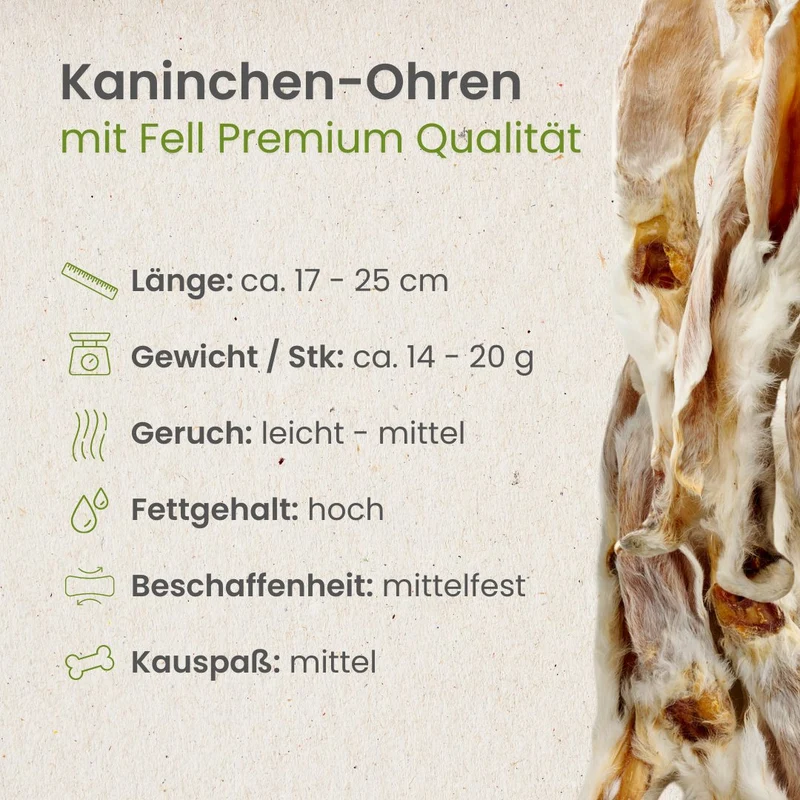 Kaninchen-Ohren mit Fell Premium Qualität
