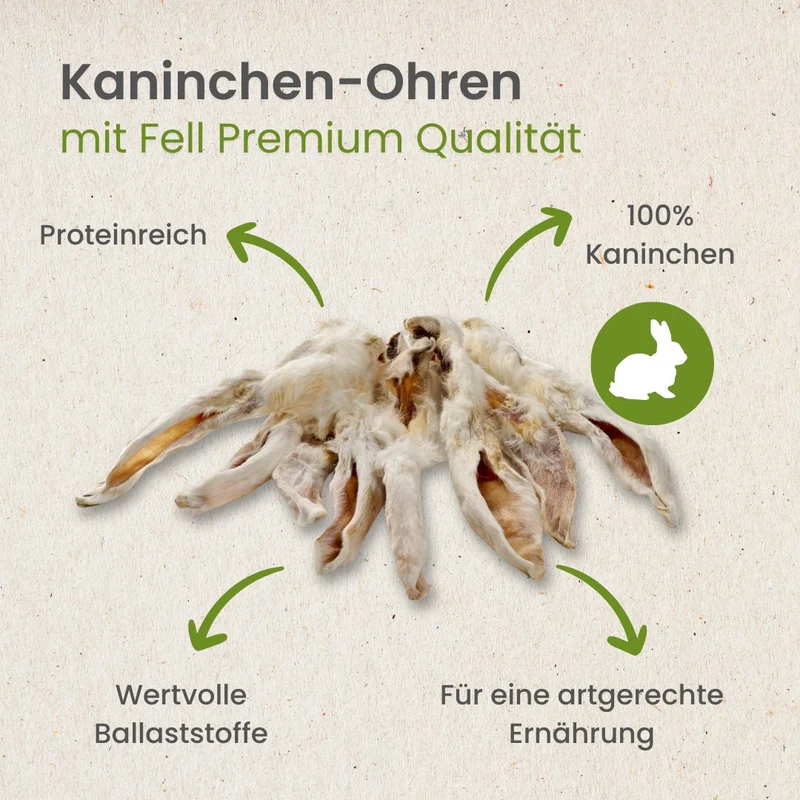 Kaninchen-Ohren mit Fell Premium Qualität
