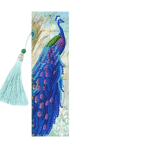 Diamond Painting Lesezeichen 'Pfau' (43)