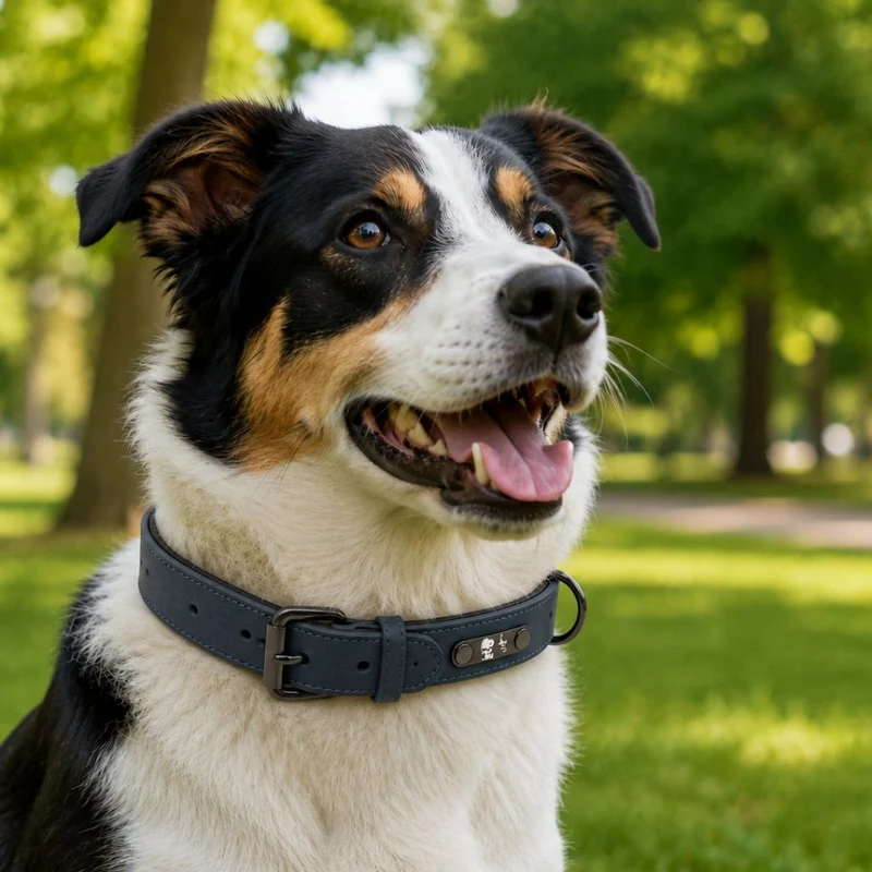 Hundehalsband Lederoptik Snoopy Dunkelblau