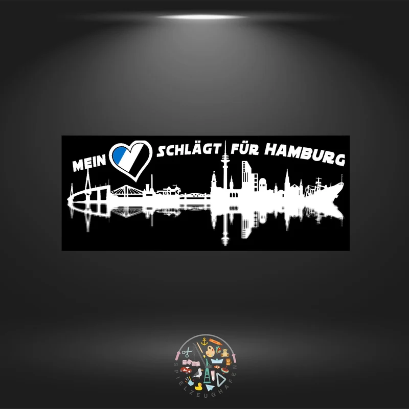 Skyline Hamburg Schwarz-Weiß - Strass rund