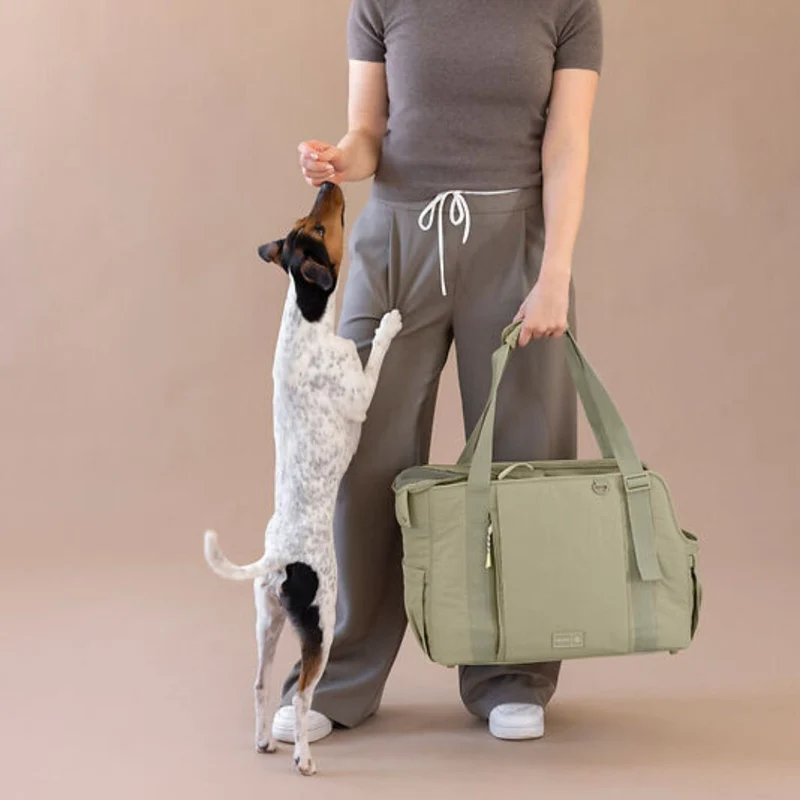 Hundetragetasche Weda Crinkled Pale Olive