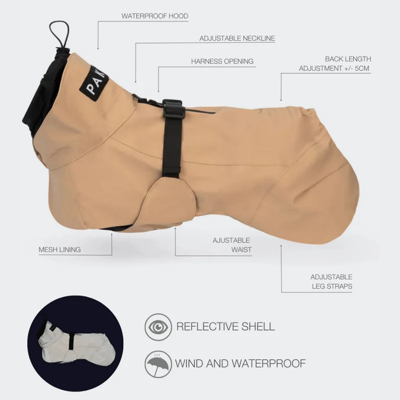 Reflektierender Hunderegenmantel Lite Taupe