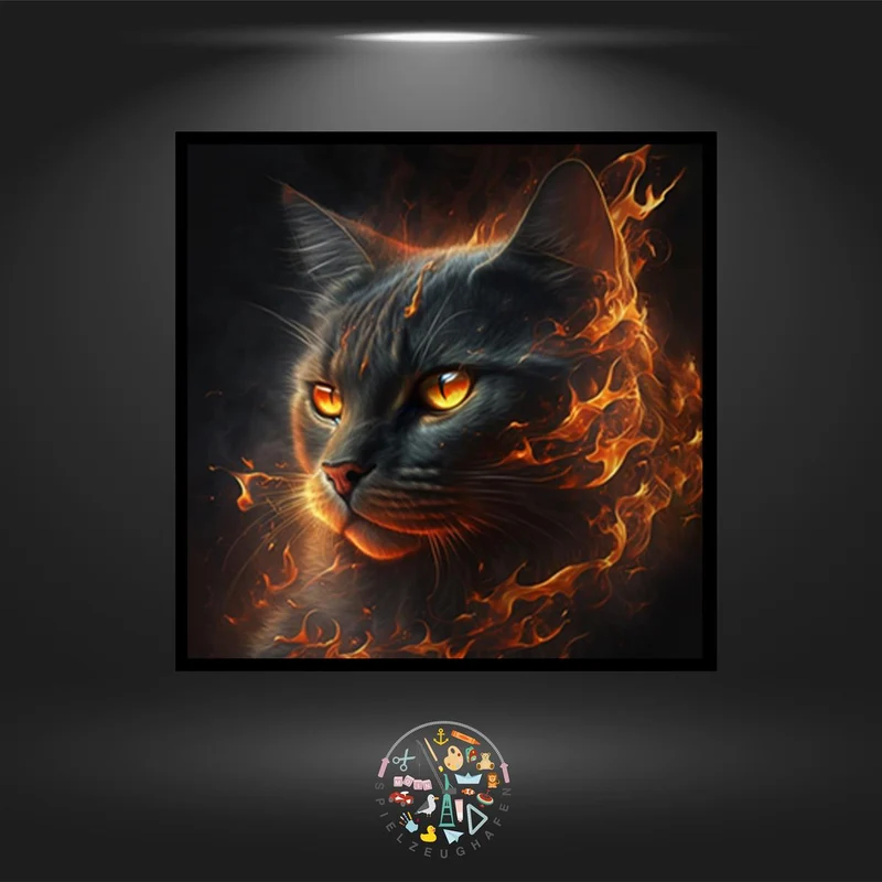 Katze 'Fire' - Quadratisch mit Strass eckig