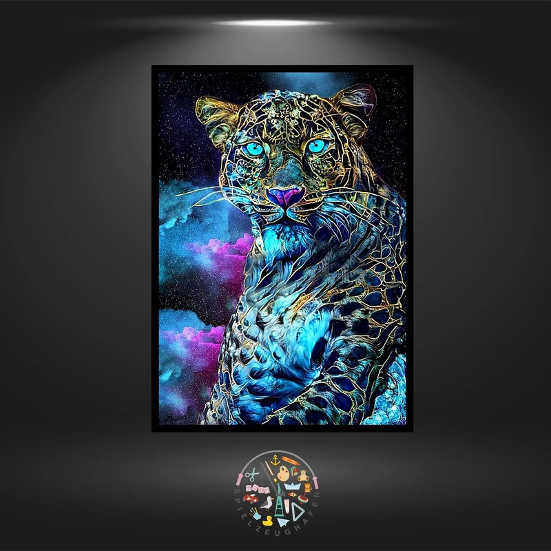 Leopard 'Saphir' - Quadratisch mit eckig Strass