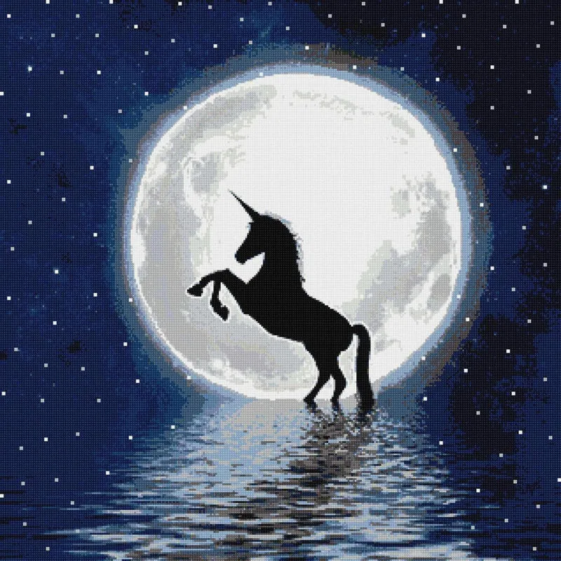 Unicorn and moon - Quadratisch + nachtleuchtend / night glow