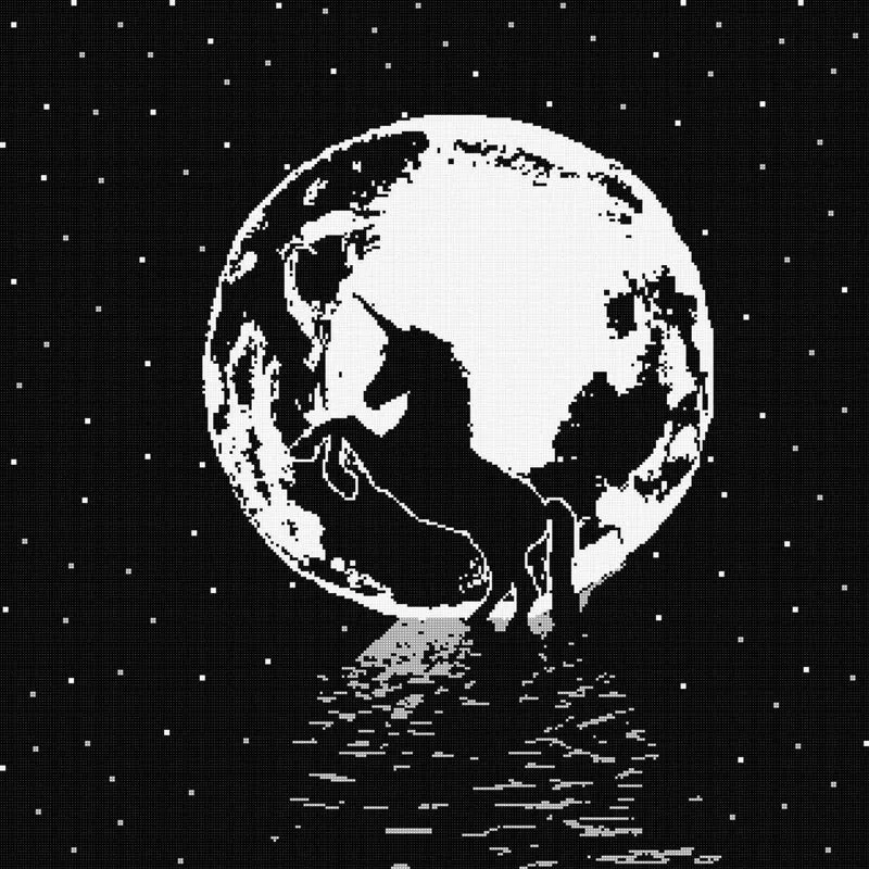 Unicorn and moon - Quadratisch + nachtleuchtend / night glow