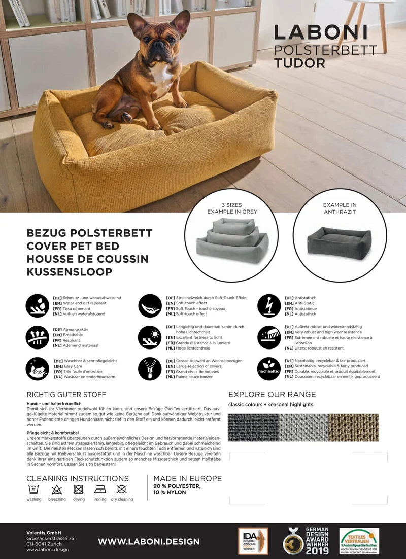 Hundebett Tudor Ortho oder Classic Rose