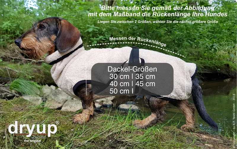 Dryup Cape Hundebademantel Dackel Sand