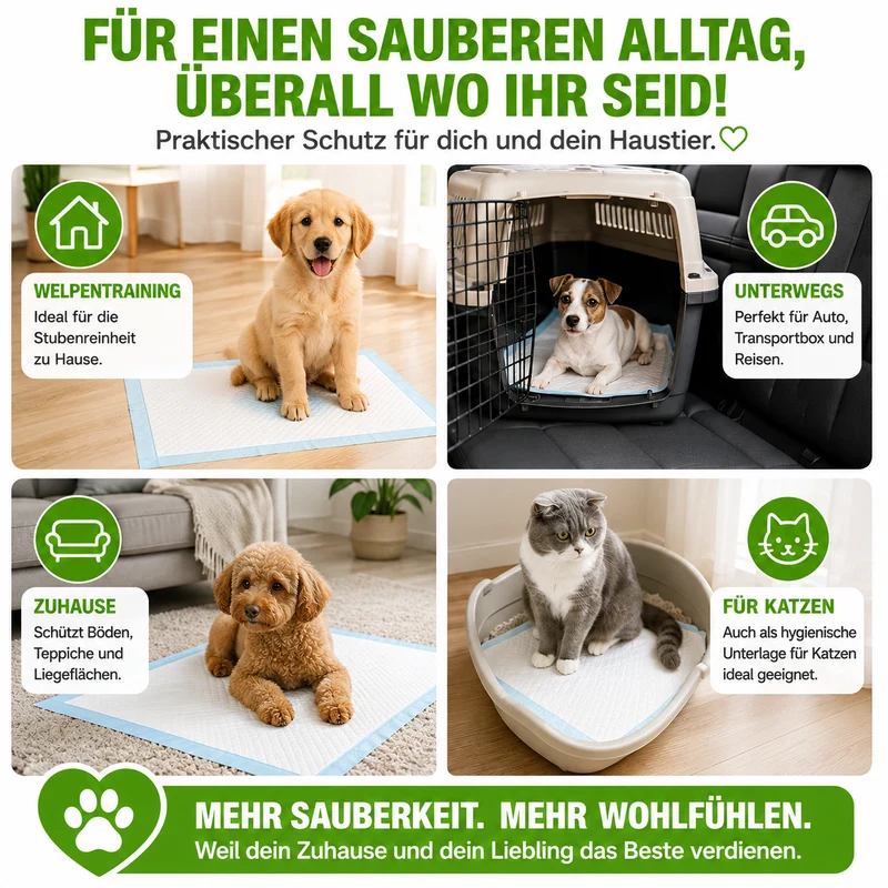 5-Lagige Extra Saugfähige Hundetrainingsunterlagen mit Auslaufschutz